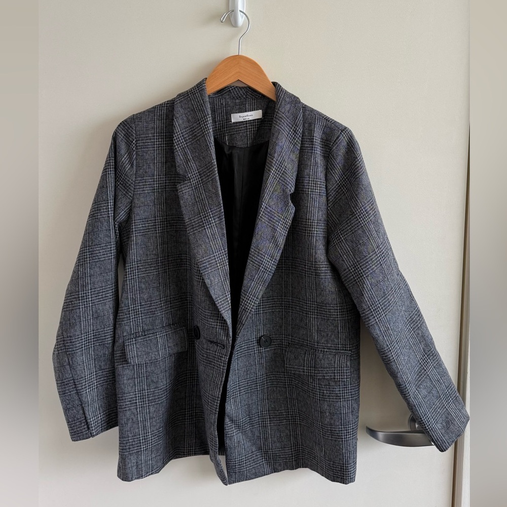 Gray Plaid Women's Blazer